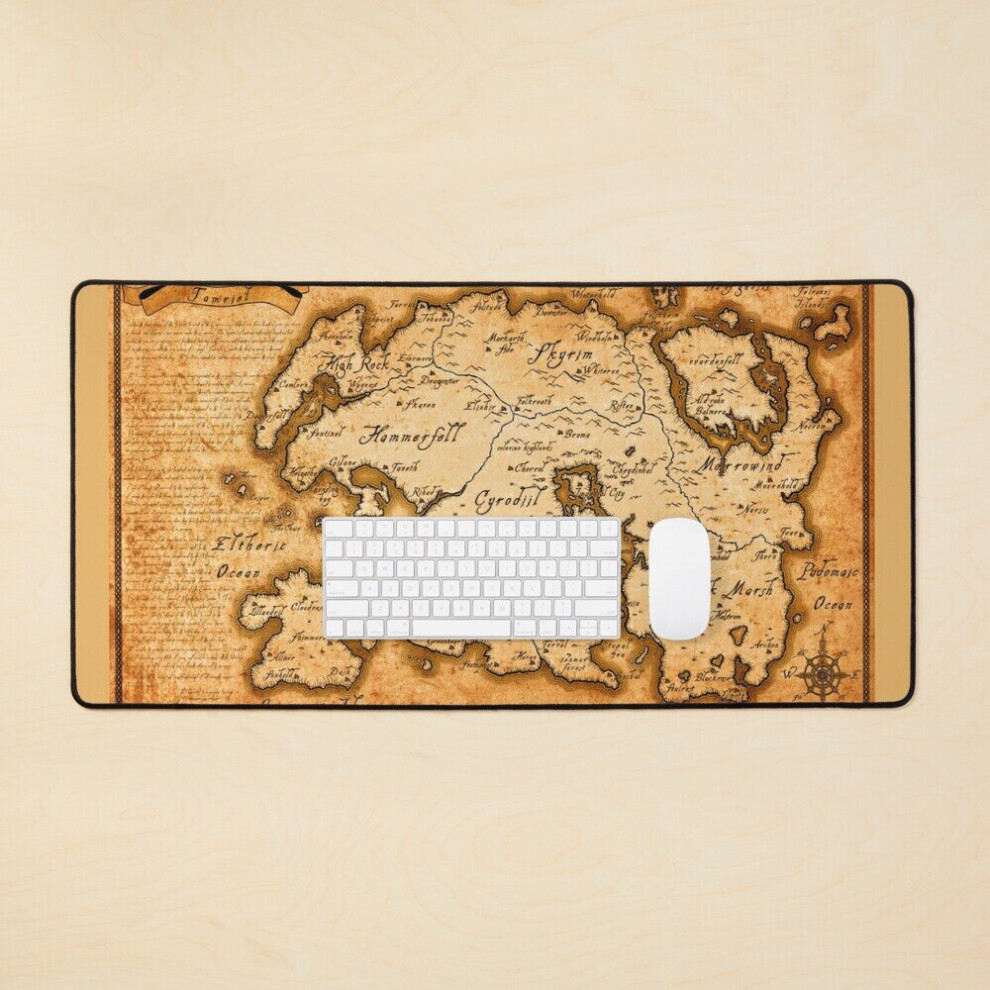 Desk Mat Map Of Tamriel - Elder Scrolls Iv Oblivion Large Gaming Mouse Pad 35X16 Inch 7802738326239