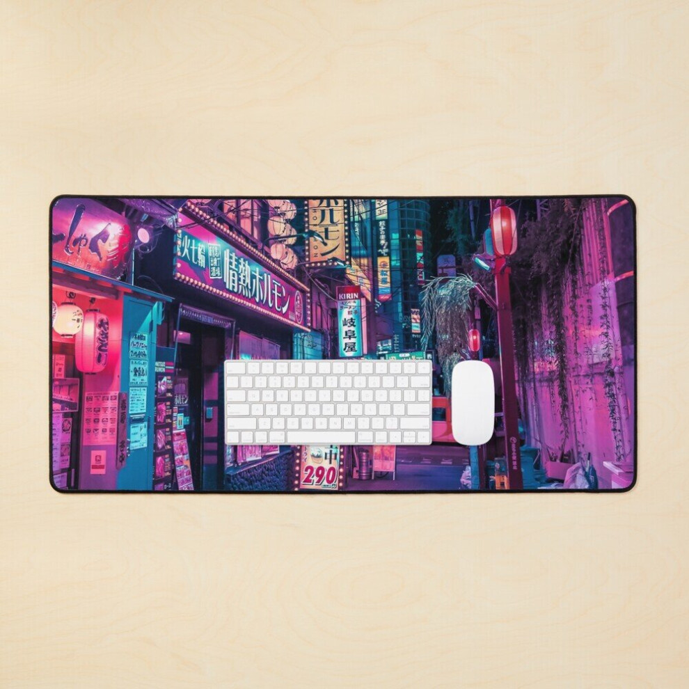 Desk Mat Secret Japanese Alley Of Neon Aesthetic Large Gaming Mouse Pad 35X16 Inch 7802738398779