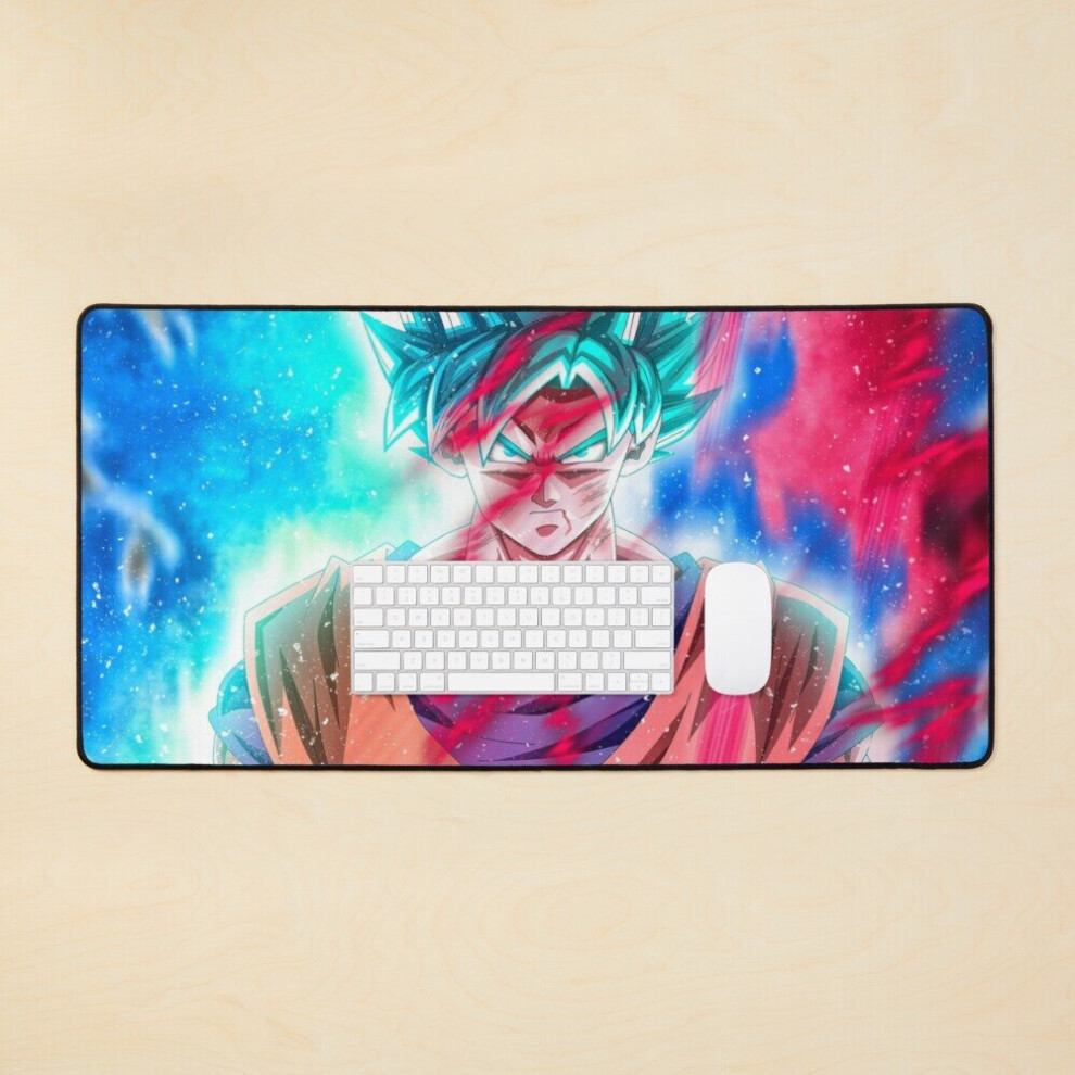 Desk Mat Dragon Ball Super Goku Ssjb Kaioken Large Gaming Mouse Pad 35X16 Inch 7802738357387