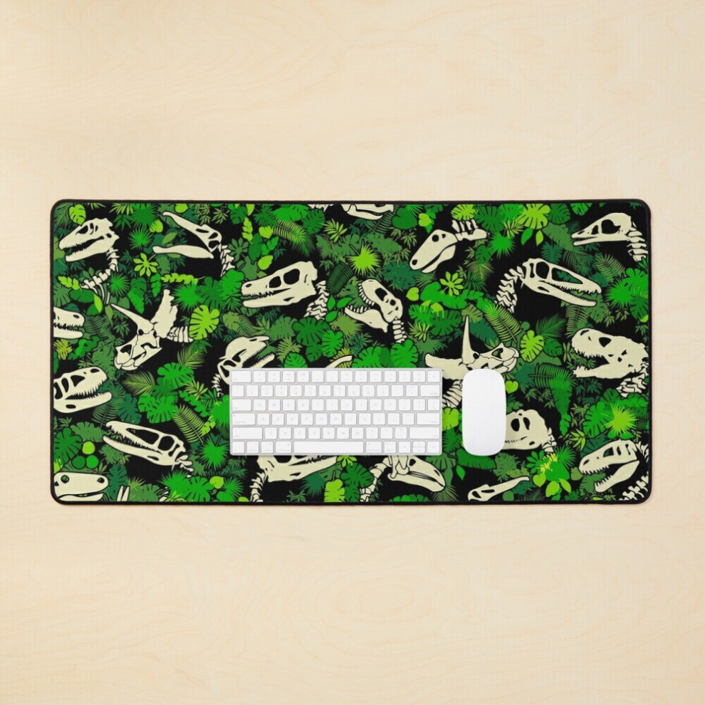 Desk Mat Paleontology Dinosaur Lover Fossil Dino Skull Jungle Pattern Large Gaming Mouse Pad 35X16 Inch 7802738333855