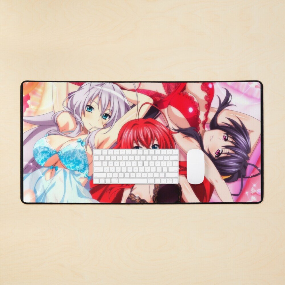 Desk Mat Lewd Himejima Akeno Rias Gremory Rossweisse Tits Sexy Boobs Cute (High School Dxd Ecchi Hot Hentai Girl) Large Gaming Mouse Pad 35X16 Inch 7802738323856