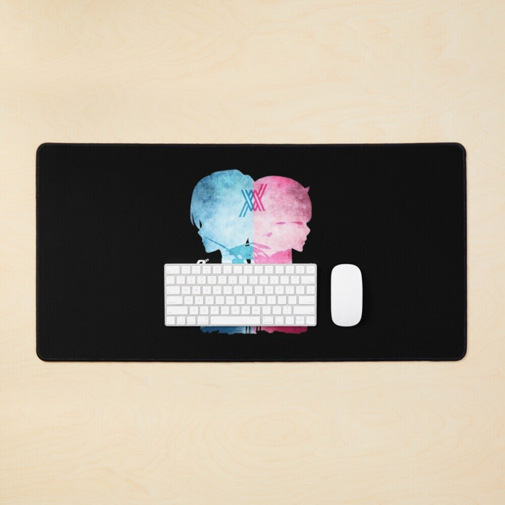 Desk Mat Darling In The Franxx Minimalist Silhouette Hiro Zero Two Large Gaming Mouse Pad 35X16 Inch 7802738361902