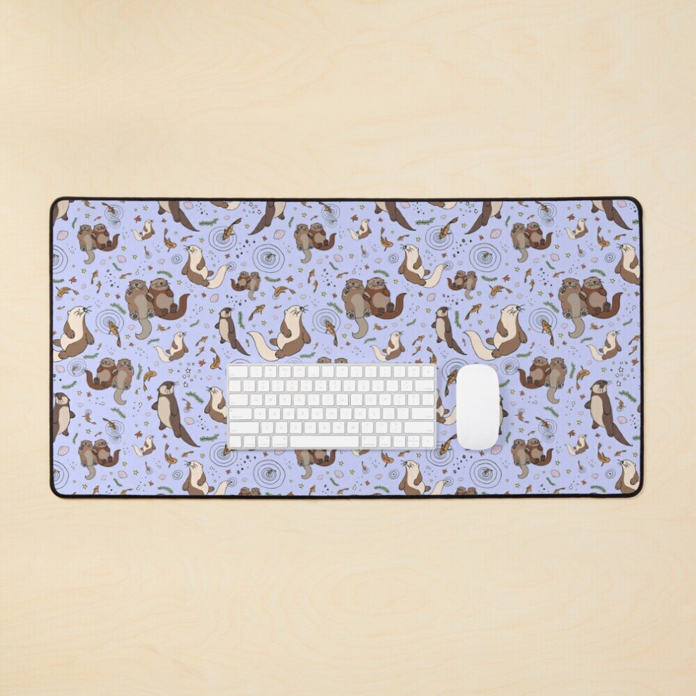 Desk Mat Otters In Large Gaming Mouse Pad 35X16 Inch Purple 7802738321333