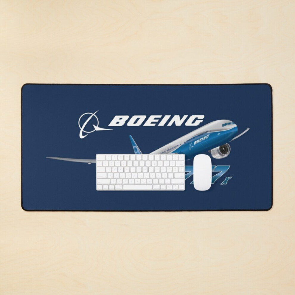 Desk Mat Boeing 777X-900 Aircraft Image - Large Gaming Mouse Pad 35X16 Inch Blue 7802738372465