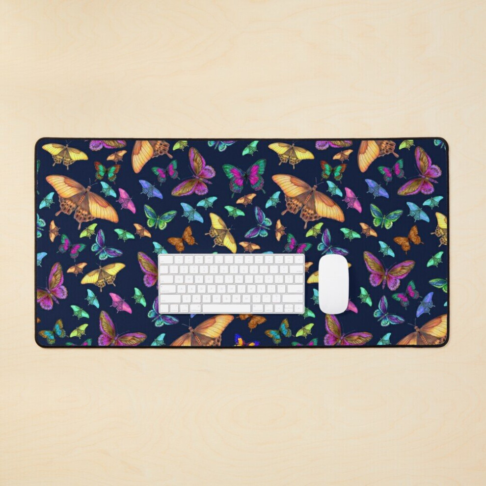 Desk Mat Midnight Butterflies Large Gaming Mouse Pad 35X16 Inch 7802738337662