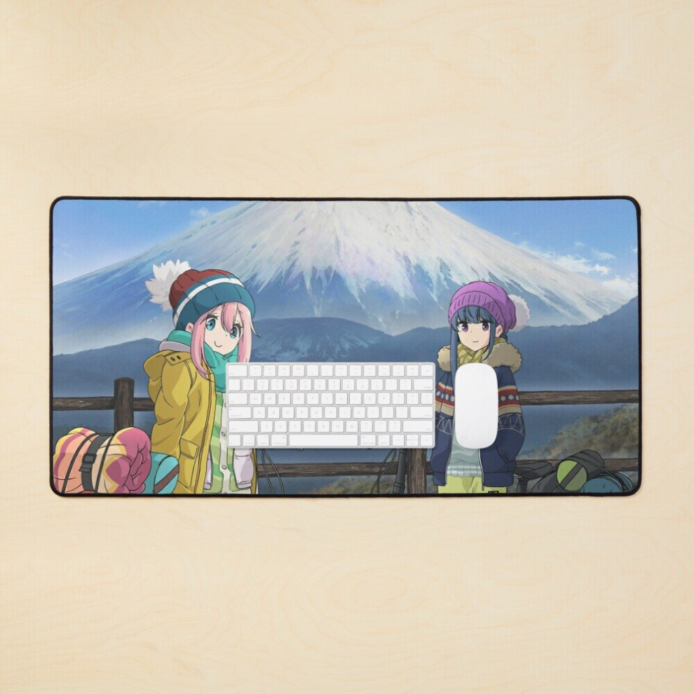 Desk Mat Laid Back Camp Travel Scooters Mt Fuji - Yuru Camp Large Gaming Mouse Pad 35X16 Inch 7802738328899