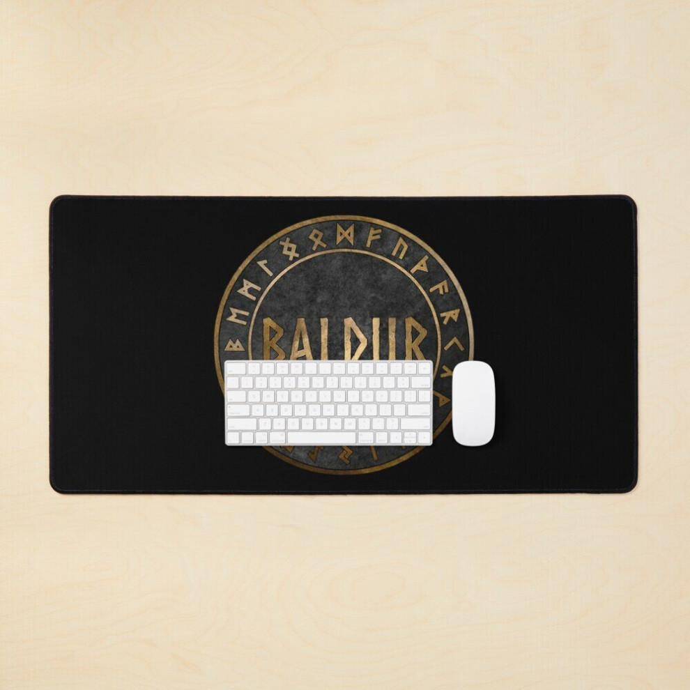 Desk Mat Baldur Norse God With Viking Runes Large Gaming Mouse Pad 35X16 Inch 7802738399974