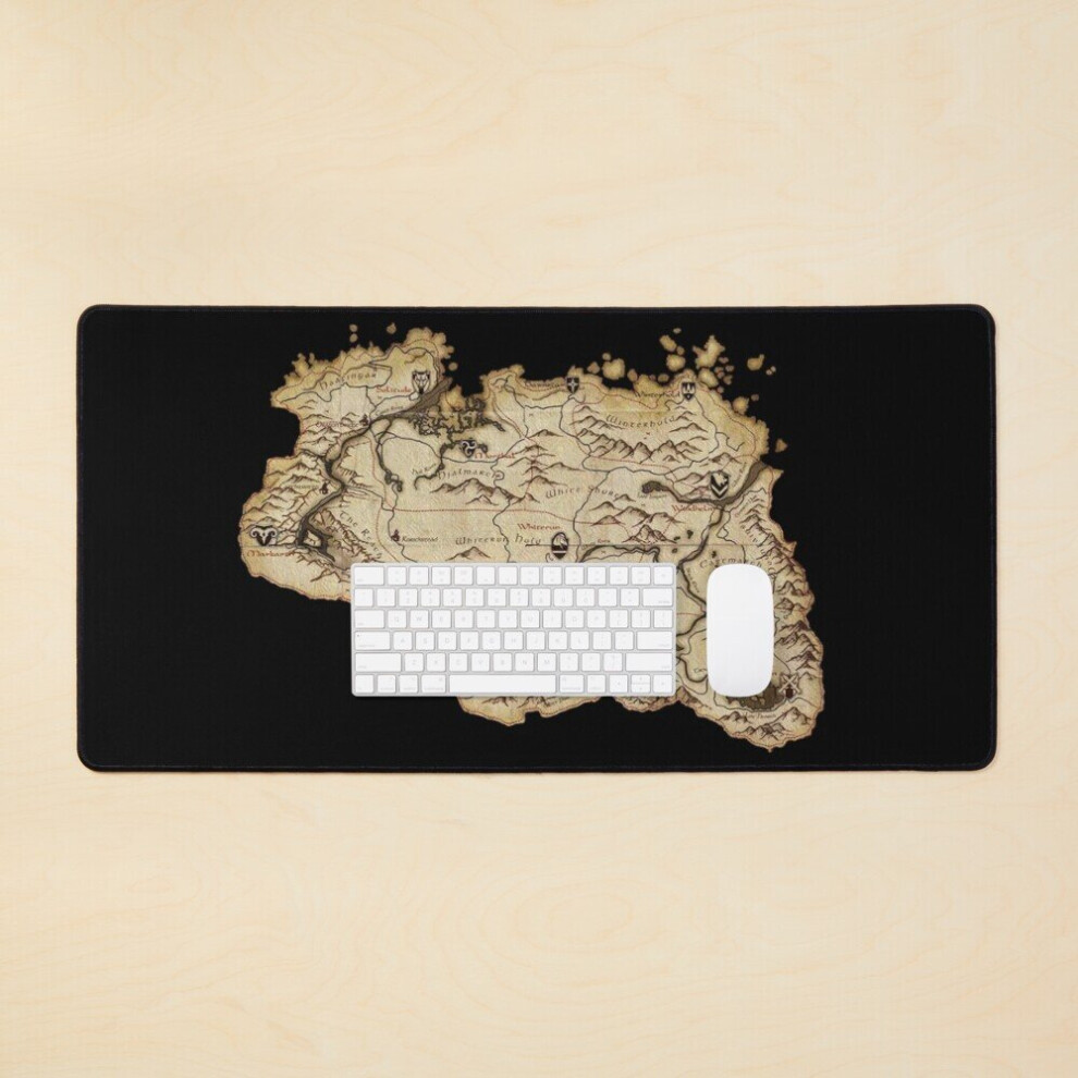 Desk Mat Map Of Skyrim Large Gaming Mouse Pad 35X16 Inch 7802738326321