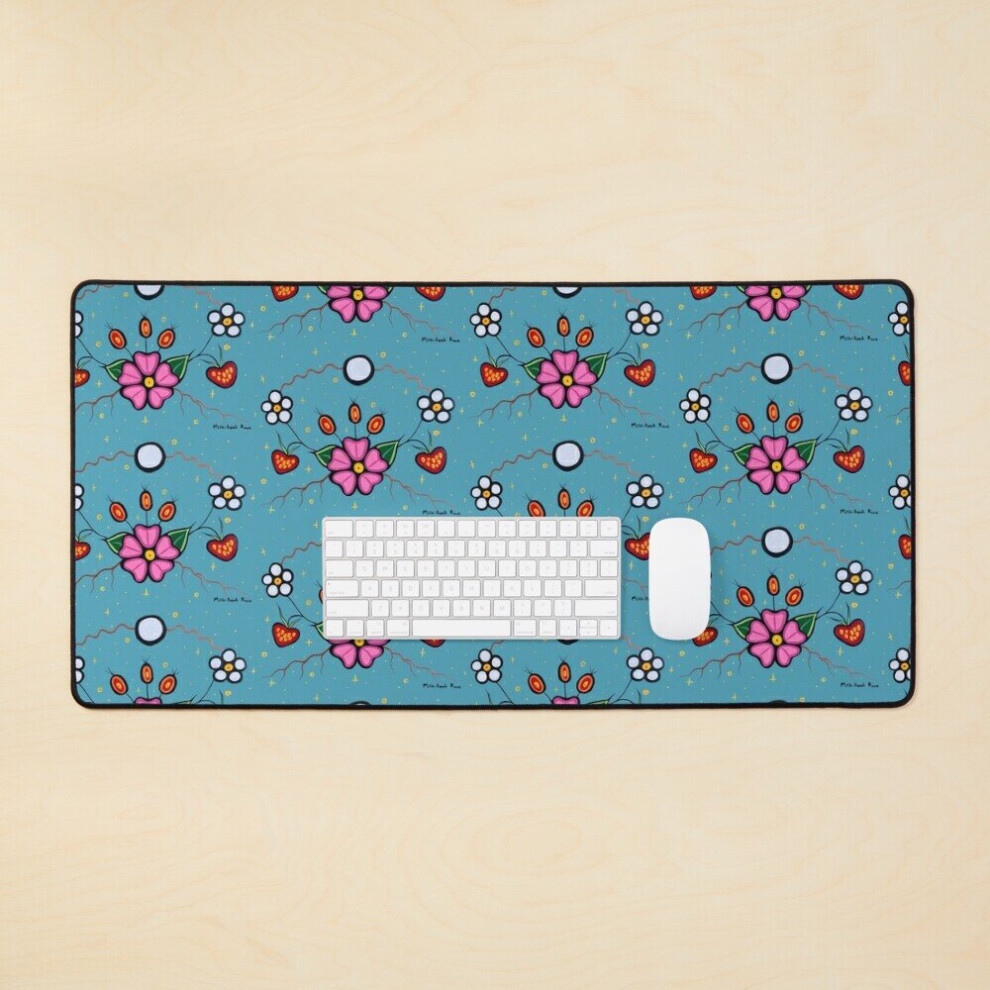 Desk Mat Roses And Strawberries Large Gaming Mouse Pad 35X16 Inch 7802738404319