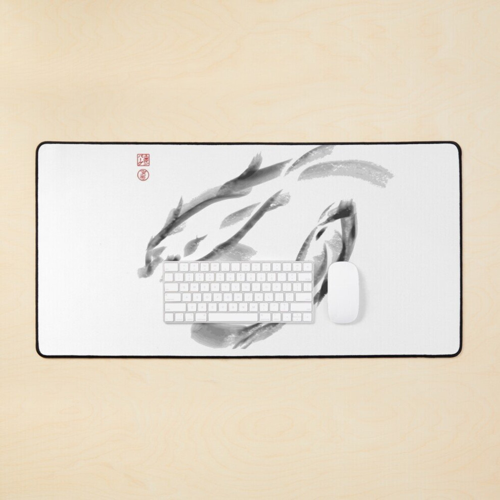 Desk Mat Sumi-E Style Koi 1 Yin And Yang Large Gaming Mouse Pad 35X16 Inch 7802738380651