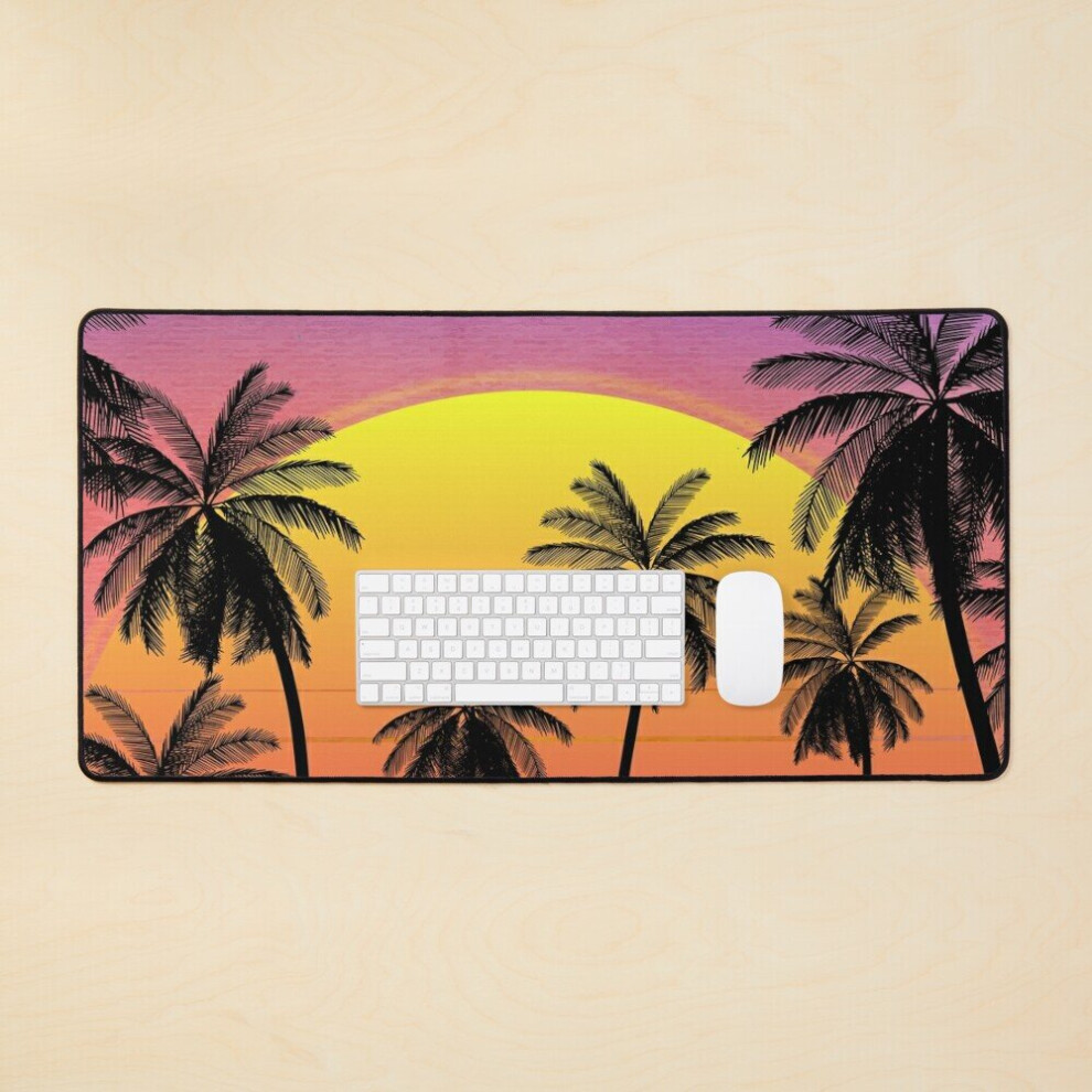 Desk Mat Tropical Sunset Synthwave Large Gaming Mouse Pad 35X16 Inch 7802738371529