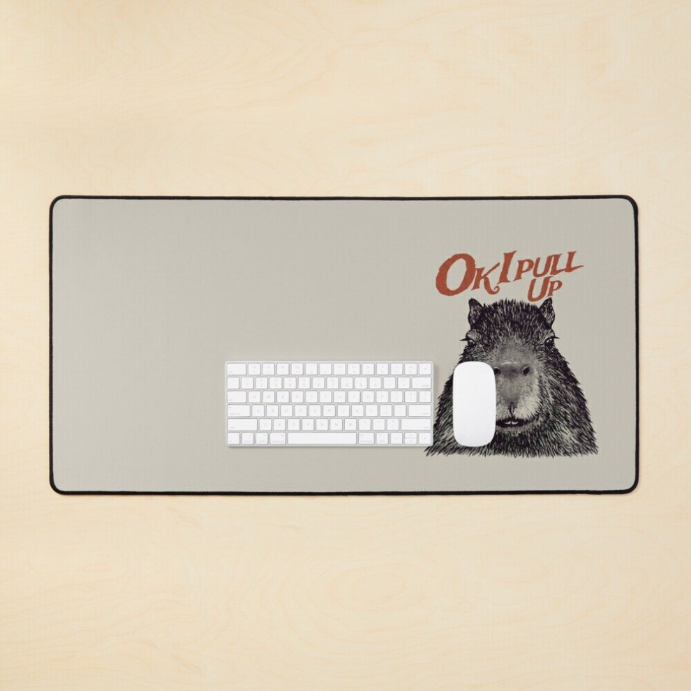 Desk Mat Capybara - Ok I Pull Up Meme Capybara His Name - Gort Capy Yuzu Pet Mat Bandana Large Gaming Mouse Pad 35X16 Inch Red 7802738400328