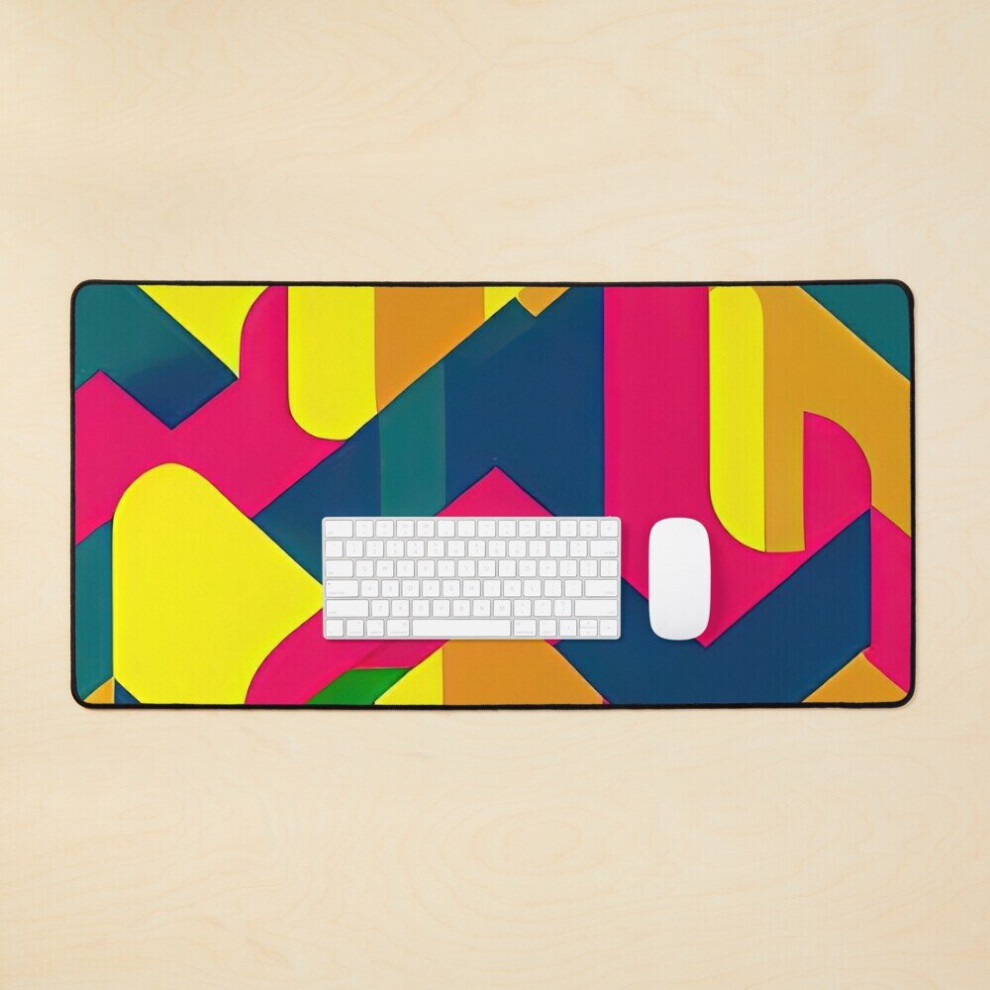 Desk Mat Colourful Geometry Large Gaming Mouse Pad 35X16 Inch 7802738346053