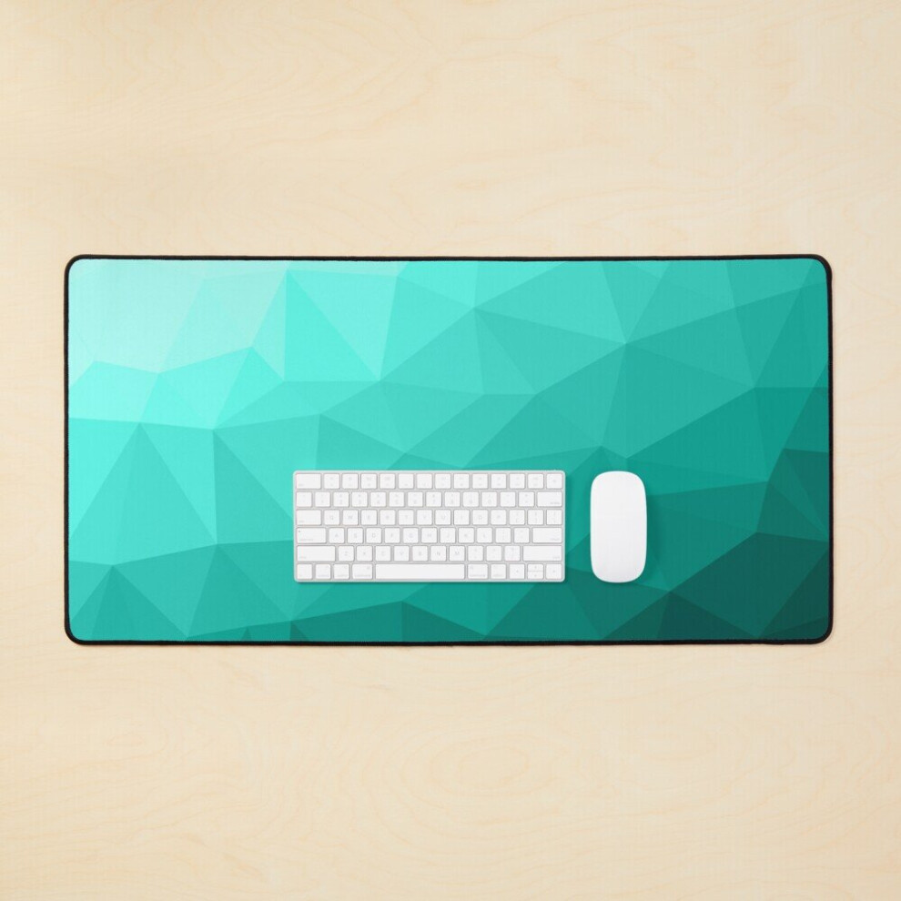 Desk Mat Aqua Gradient Geometric Mesh Pattern Large Gaming Mouse Pad 35X16 Inch Turquoise 7802738321418