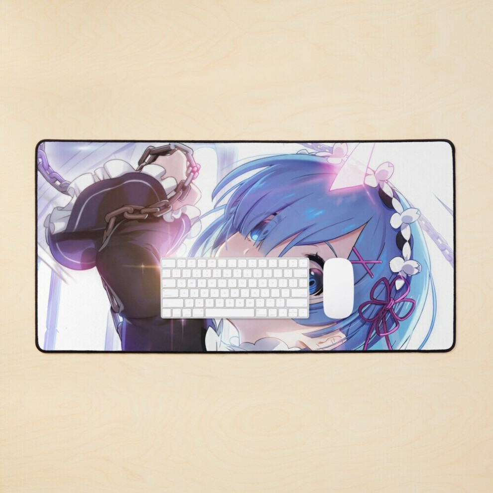 Desk Mat Re:zero Rem Demon Form Azure Comet Large Gaming Mouse Pad 35X16 Inch 7802738336221