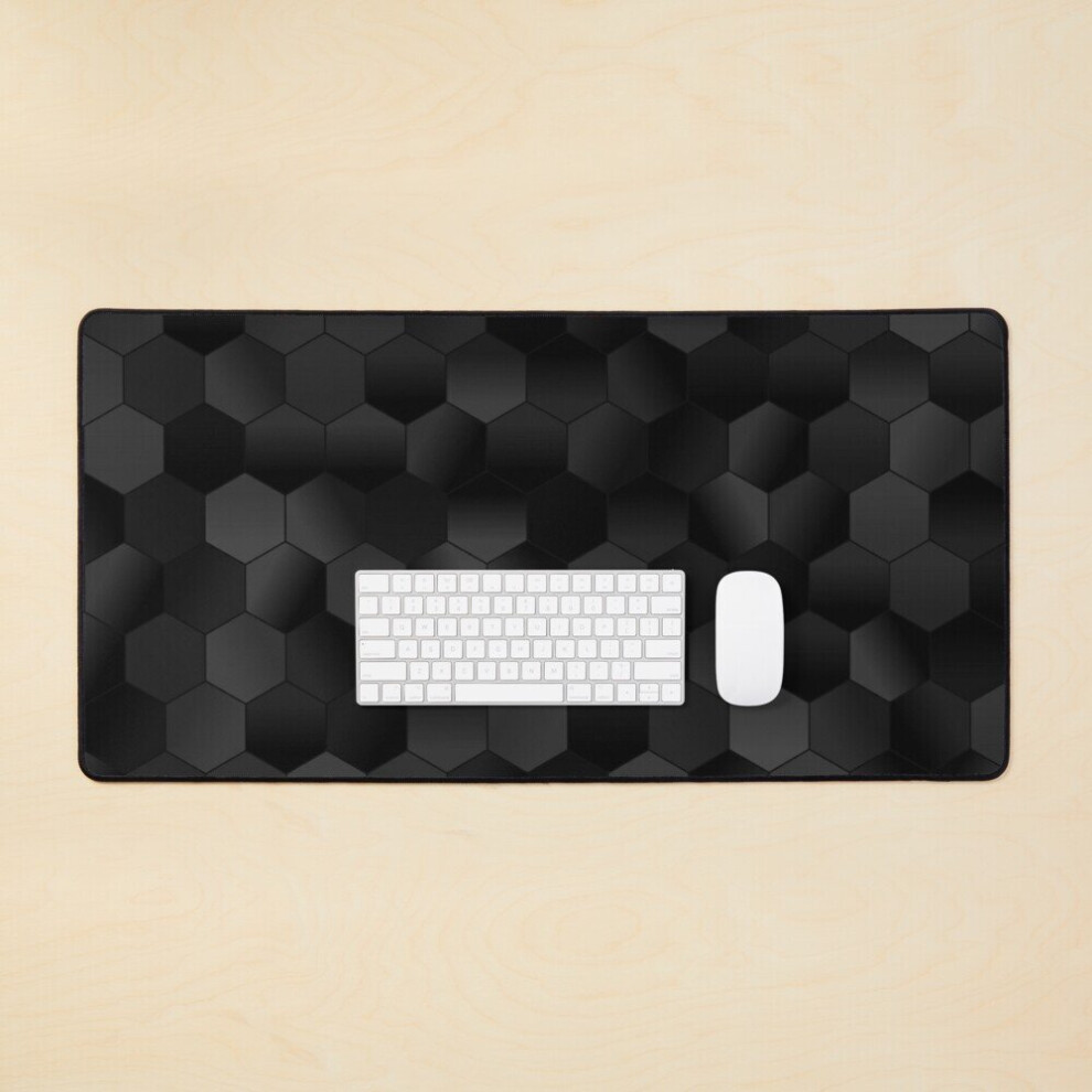 Desk Mat Charcoal Hexagons Large Gaming Mouse Pad 35X16 Inch Black 7802738363234