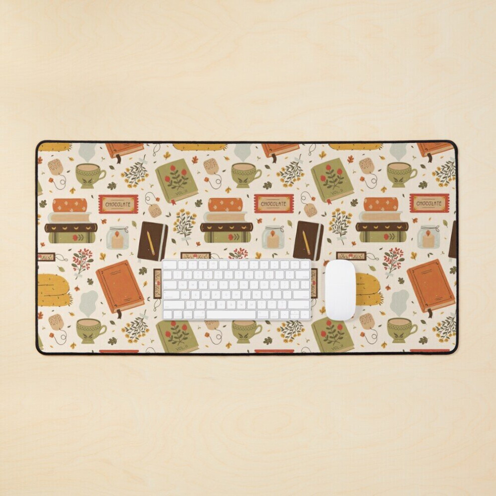 Desk Mat Cozy Reading Time Large Gaming Mouse Pad 35X16 Inch 7802738381290
