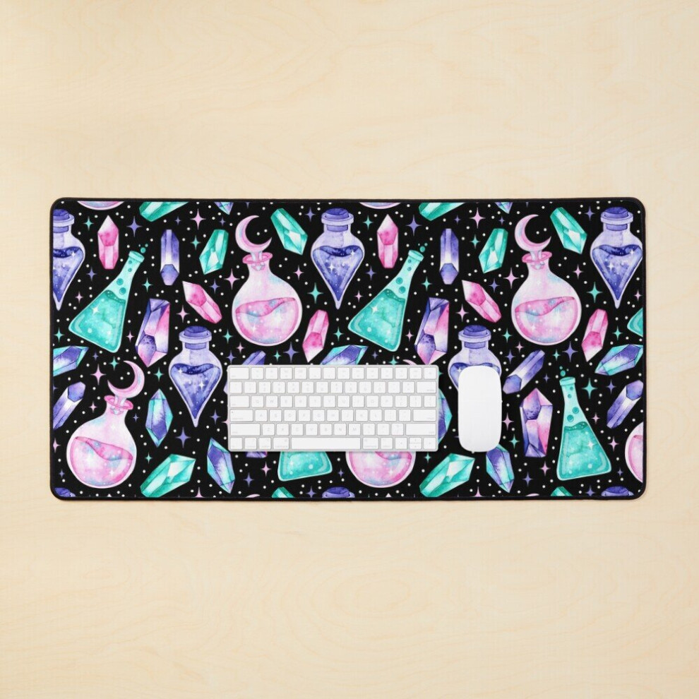 Desk Mat Magic Potions In Glass Bottles On Large Gaming Mouse Pad 35X16 Inch Black 7802738340471