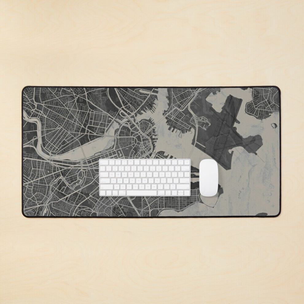 Desk Mat Neutral Boston Artistic Map Large Gaming Mouse Pad 35X16 Inch 7802738392470
