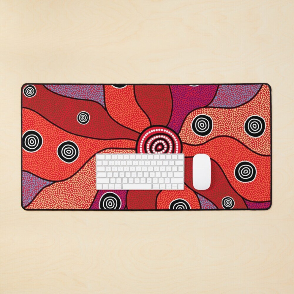 Desk Mat Authentic Aboriginal Art - Central Lands Large Gaming Mouse Pad 35X16 Inch 7802738316421