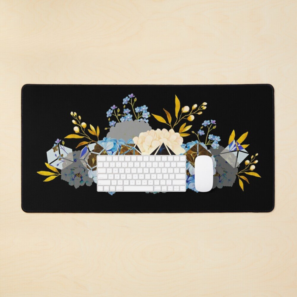 Desk Mat Hydrangea Dice Large Gaming Mouse Pad 35X16 Inch Blue 7802738323986