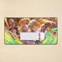 Desk Mat [KonoSuba / DanMachi] Darkness and Ais Wallenstein Large Gaming Mouse Pad 35x16 inch