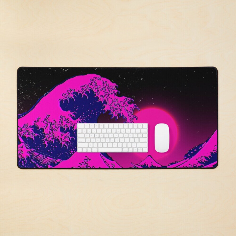 Desk Mat Great Wave Off Kanagawa Aesthetic Large Gaming Mouse Pad 35X16 Inch Purple 7802738390131