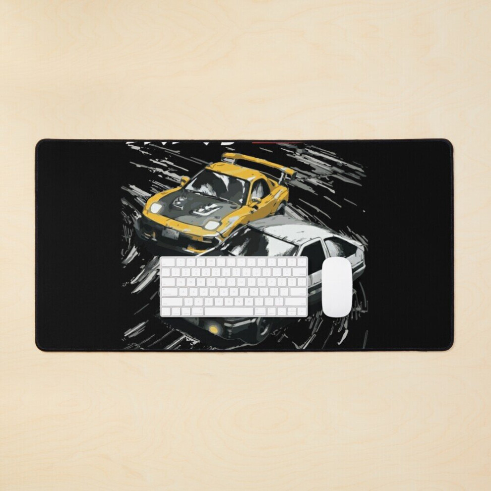 Desk Mat Mountain Drift Racing Initial D Tandems Ae86 Vs Fd Rx-7 Large Gaming Mouse Pad 35X16 Inch 7802738363470