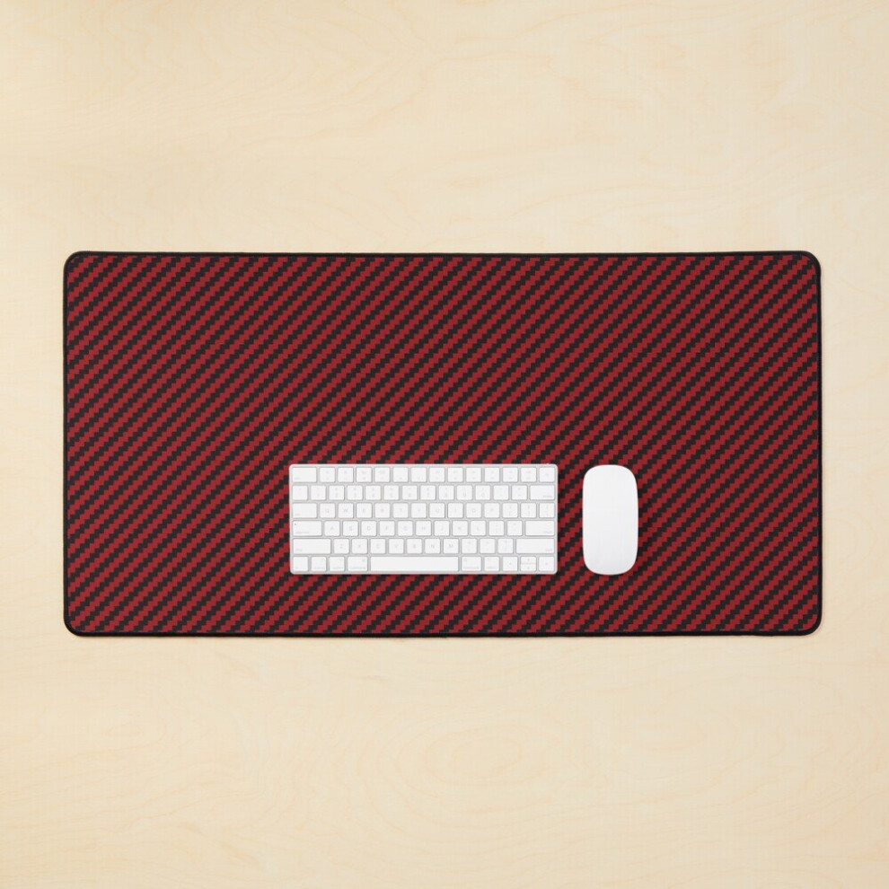 Desk Mat Carbon Fiber Pattern Large Gaming Mouse Pad 35X16 Inch Red 7802738353150