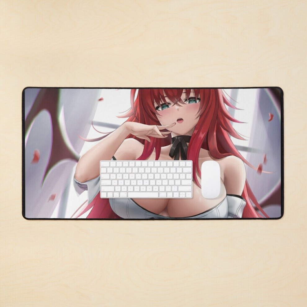 Desk Mat Lewd Rias Gremory Sexy Boobs Thighs Hot Tits (High School Dxd Cute Ecchi Hentai Girl) Large Gaming Mouse Pad 35X16 Inch 7802738378597