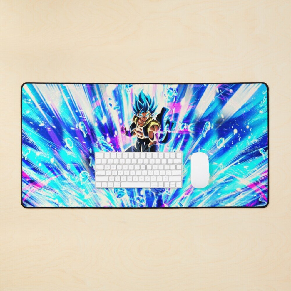 Desk Mat Gogeta Super Saiyan Dbs Ssgb Large Gaming Mouse Pad 35X16 Inch Blue 7802738316445