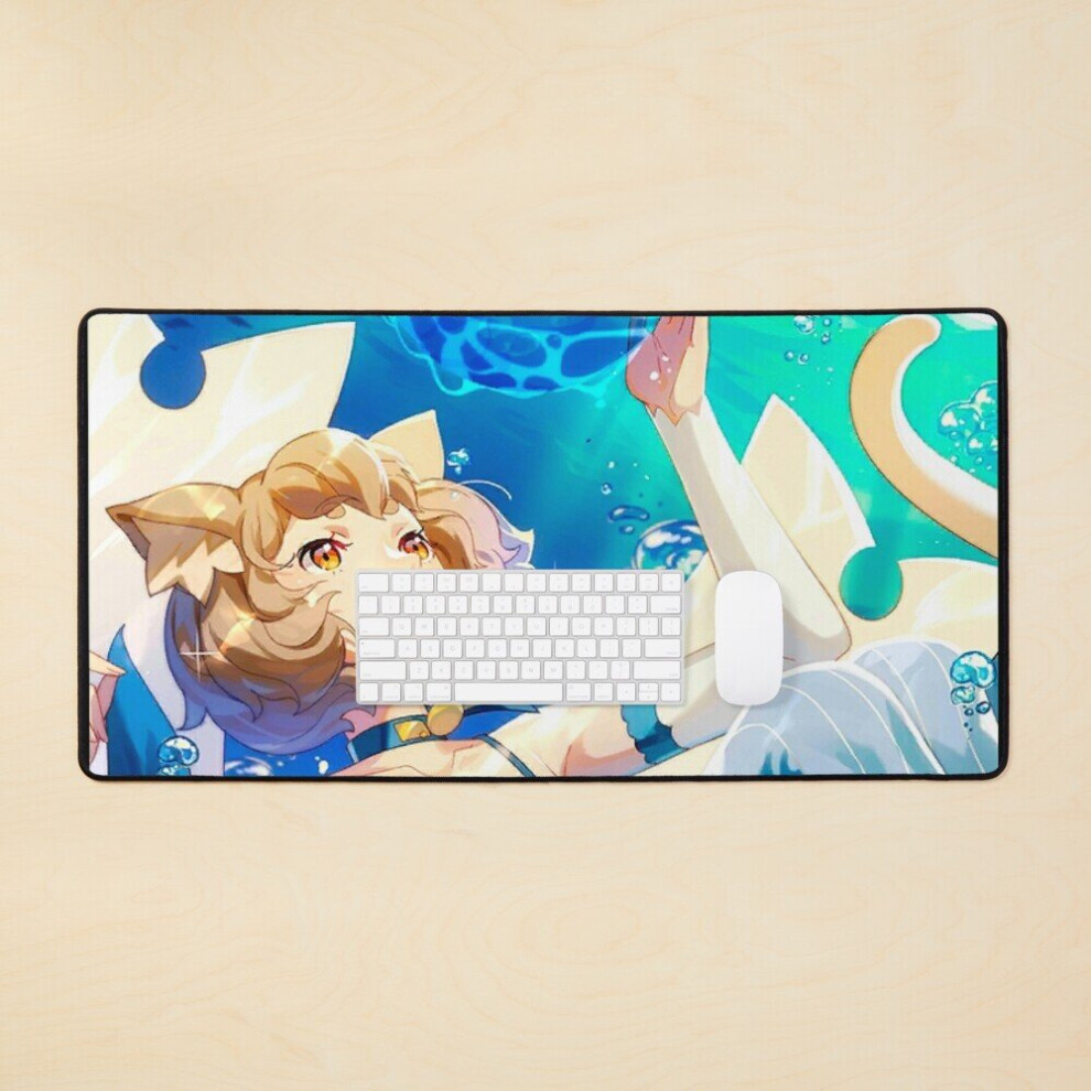 Desk Mat Lewd Neko Felix Argyle Sexy Waifu Cat Ears Cutie Kawaii (Re Zero Rz Trap Boy) Large Gaming Mouse Pad 35X16 Inch 7802738341164