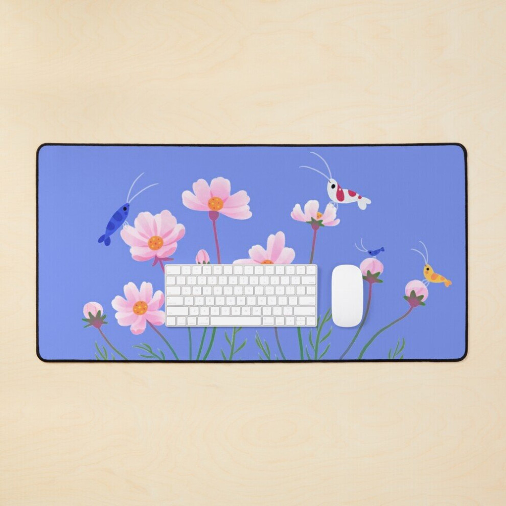 Desk Mat Cosmos And Shrimp Large Gaming Mouse Pad 35X16 Inch 7802738326444