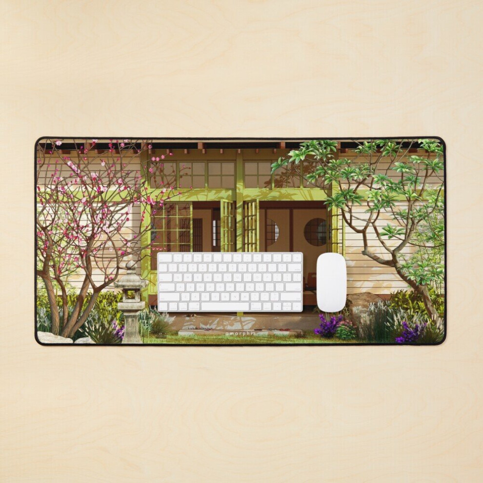 Desk Mat Japanese Traditional House With Garden Large Gaming Mouse Pad 35X16 Inch 7802738364170