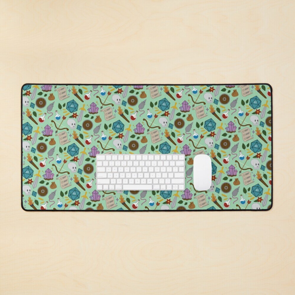 Desk Mat Dungeons And Dragons Trinkets Pattern Large Gaming Mouse Pad 35X16 Inch 7802738350500