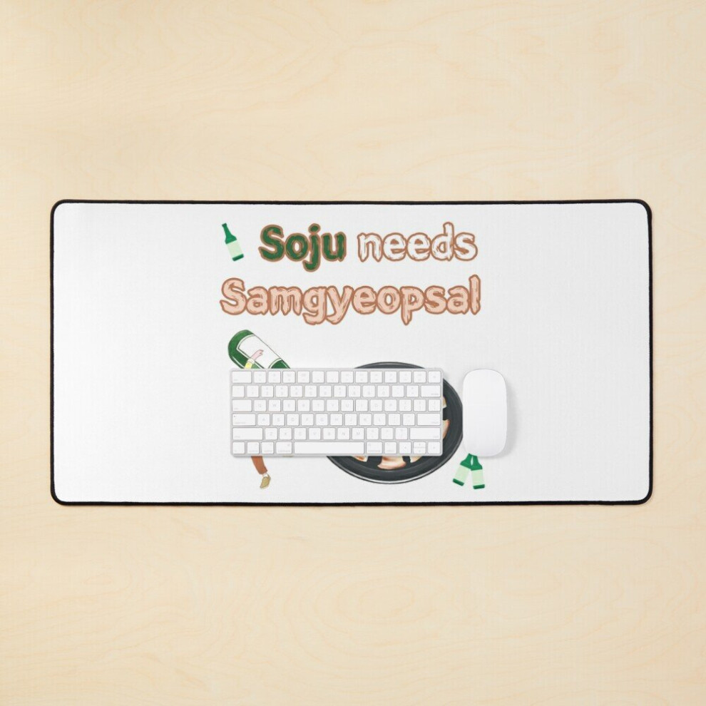 Desk Mat Soju Needs Samgyeopsal, Korean Bbq Large Gaming Mouse Pad 35X16 Inch 7802738335842