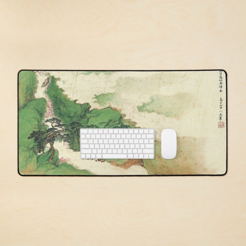 Desk Mat Blossom, Fishing Boat By Wang Hui Large Gaming Mouse Pad 35X16 Inch Peach 7802738402285