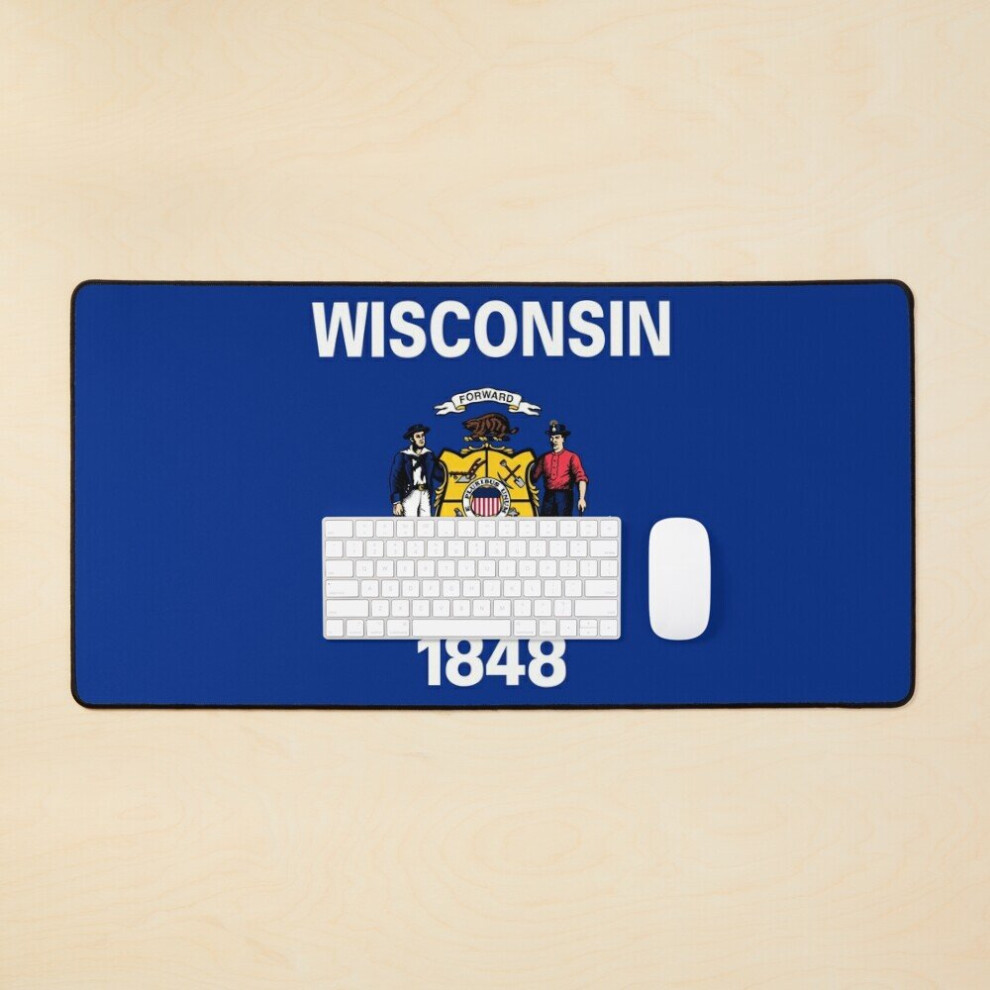 Desk Mat Flag Of Wisconsin Large Gaming Mouse Pad 35X16 Inch 7802738388060