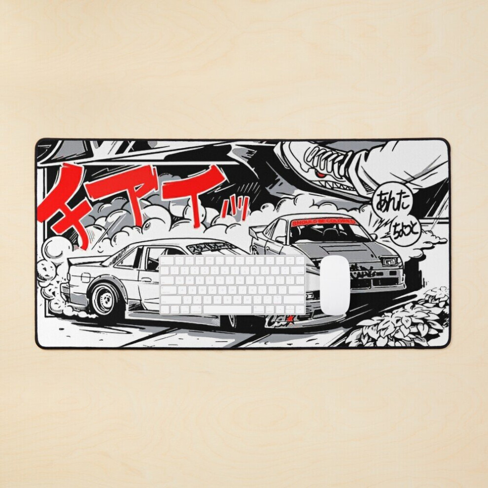 Desk Mat Japanese Vaporwave Urban Cool Cars Large Gaming Mouse Pad 35X16 Inch 7802738383188