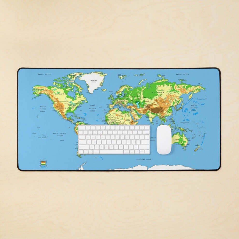 Desk Mat Hd World Map Large Gaming Mouse Pad 35X16 Inch 7802738402292