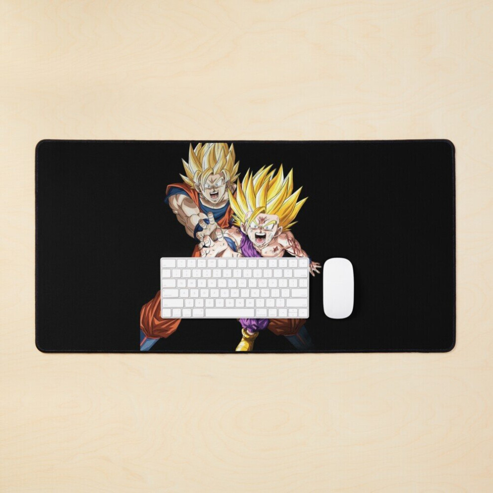 Desk Mat Father Son Kamehameha / Gohan Super Saiyan 2 Large Gaming Mouse Pad 35X16 Inch 7802738367119