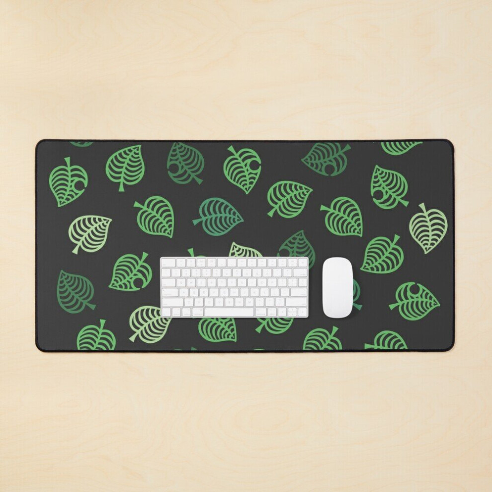 Desk Mat Nook Leaf Aloha Logo - On Large Gaming Mouse Pad 35X16 Inch Green/Grey 7802738319149