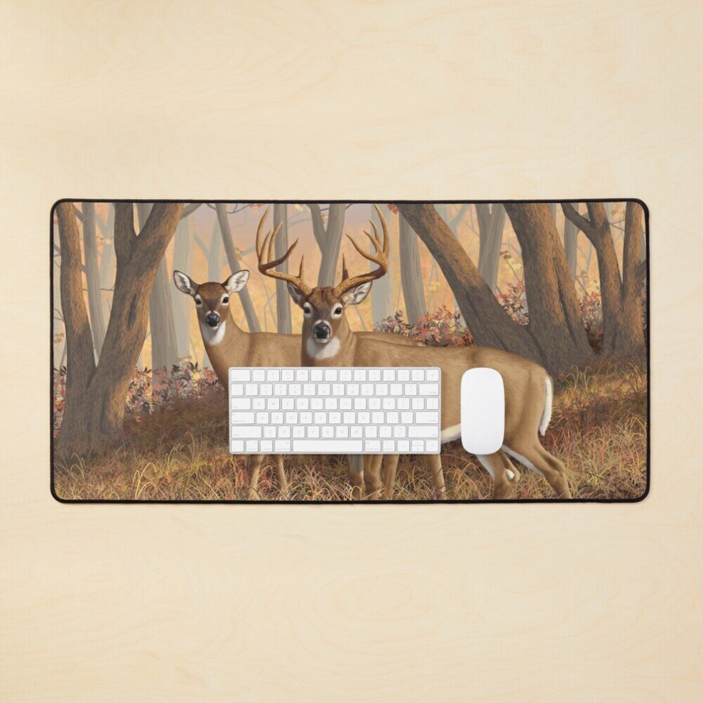 Desk Mat Whitetail Deer Monster Buck And Doe Large Gaming Mouse Pad 35X16 Inch 7802738396287