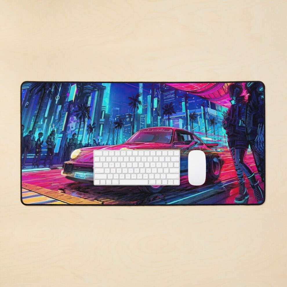 Desk Mat Cyberpunk Night City Car Large Gaming Mouse Pad 35X16 Inch 7802738313888
