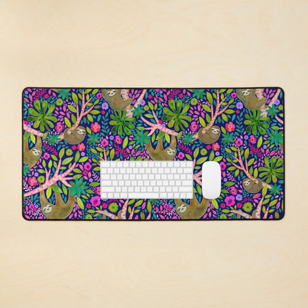Desk Mat Colorful Sloth In Jungle Large Gaming Mouse Pad 35X16 Inch 7802738370379