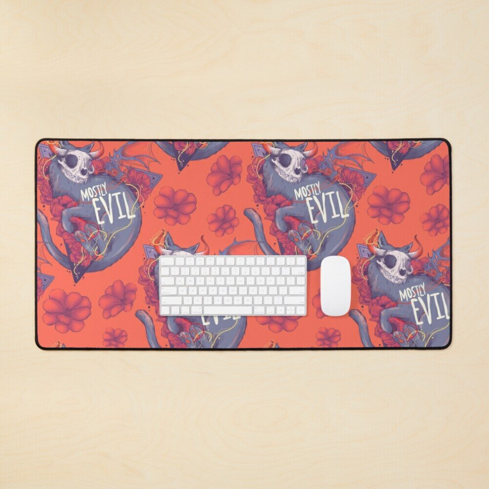 Desk Mat Mostly Evil Cat Large Gaming Mouse Pad 35X16 Inch 7802738340242