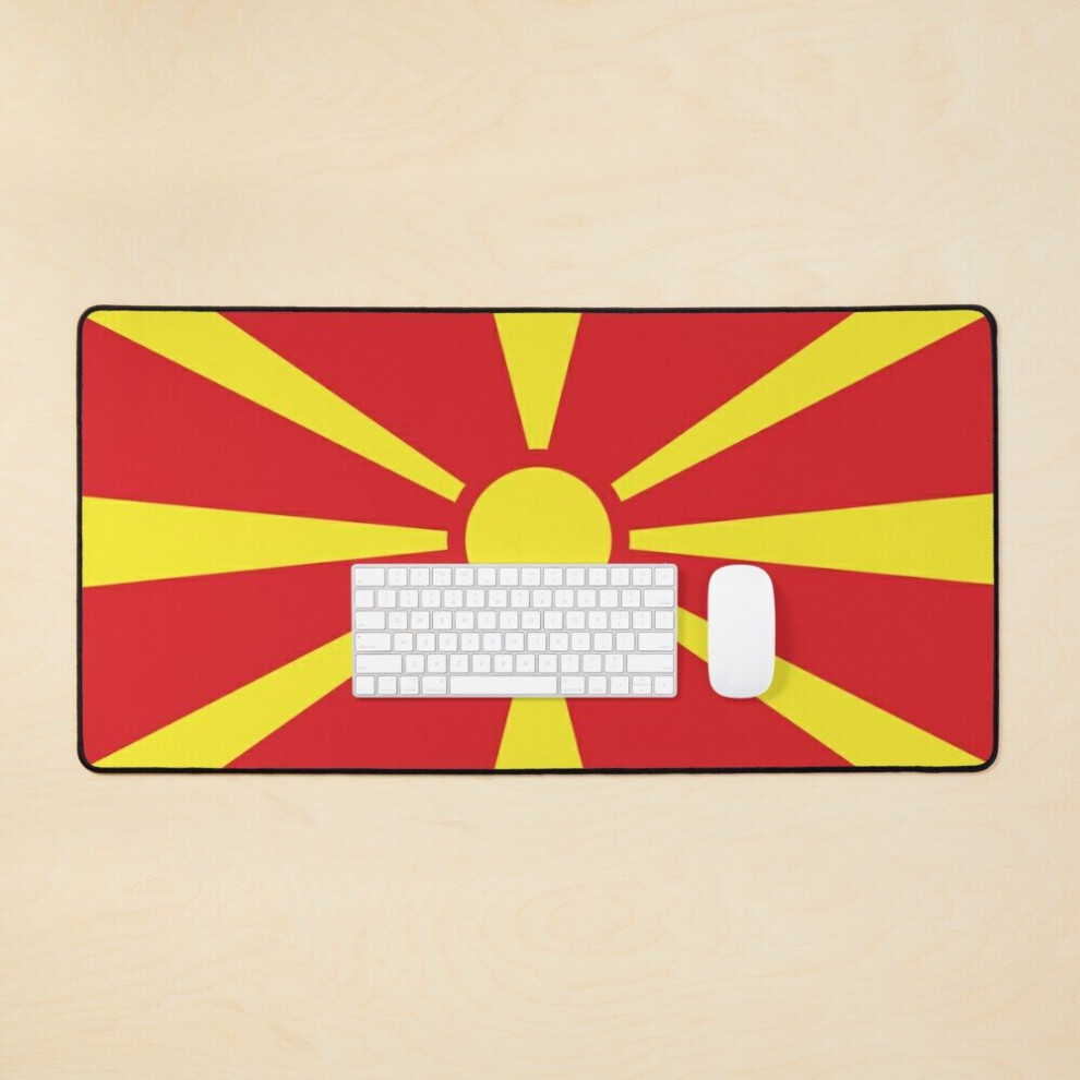 Desk Mat Flag Of North Macedonia Large Gaming Mouse Pad 35X16 Inch 7802738363210