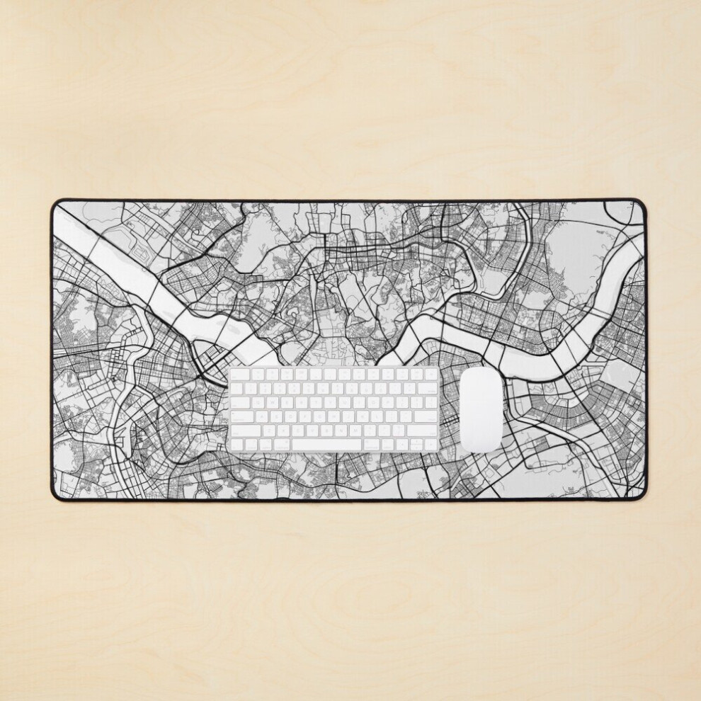 Desk Mat Seoul City Map Of South Korea - Large Gaming Mouse Pad 35X16 Inch Light 7802738373936