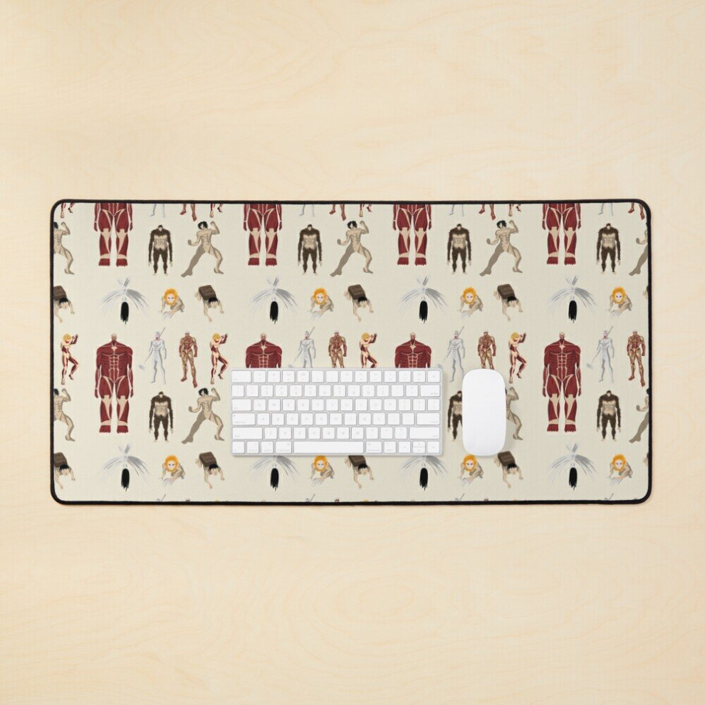 Desk Mat Version 2 - Attack On Titan - Nine Titans Vintage/Classic Pattern Large Gaming Mouse Pad 35X16 Inch 7802738386691