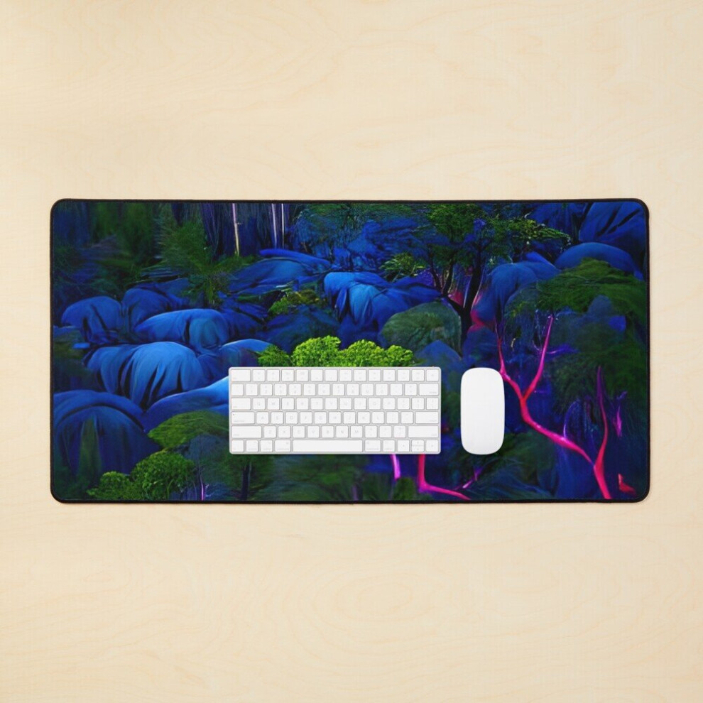 Desk Mat Trippy Nighttime Forest Large Gaming Mouse Pad 35X16 Inch 7802738378245